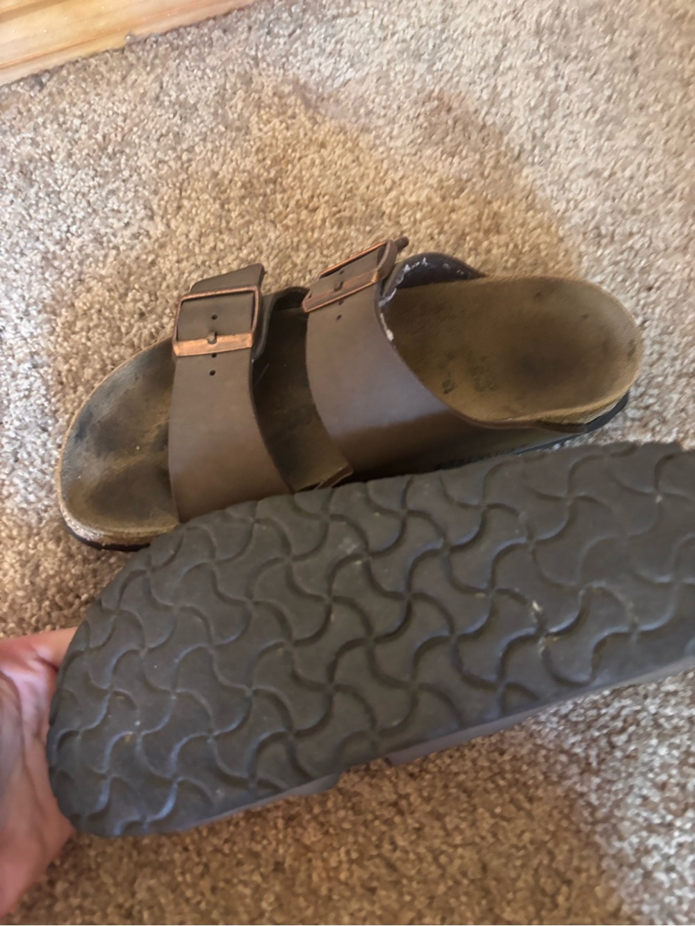 Birkenstock Brown Double-Strap Sandals with Copper Buckles - Picture 2 of 6